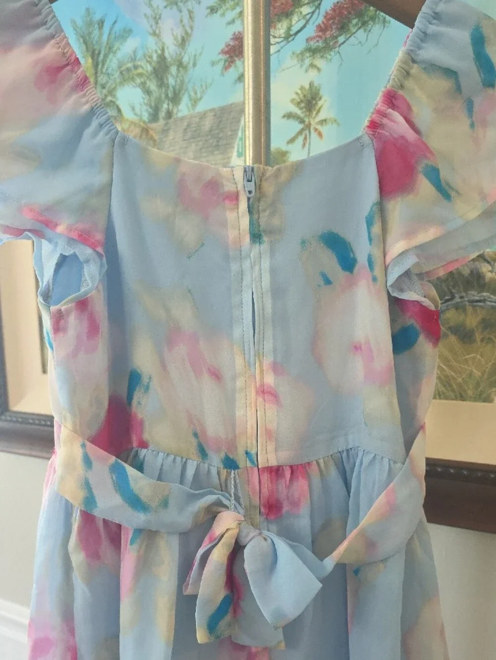 The Children's Place Pastel Blue Floral Flutter Sleeve Dress